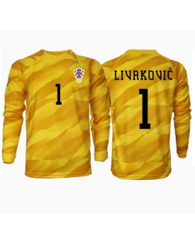Croazia Dominik Livakovic #1 Portiere Maglia Gara Casa Repliche Europei 2024 Maniche Lunghe